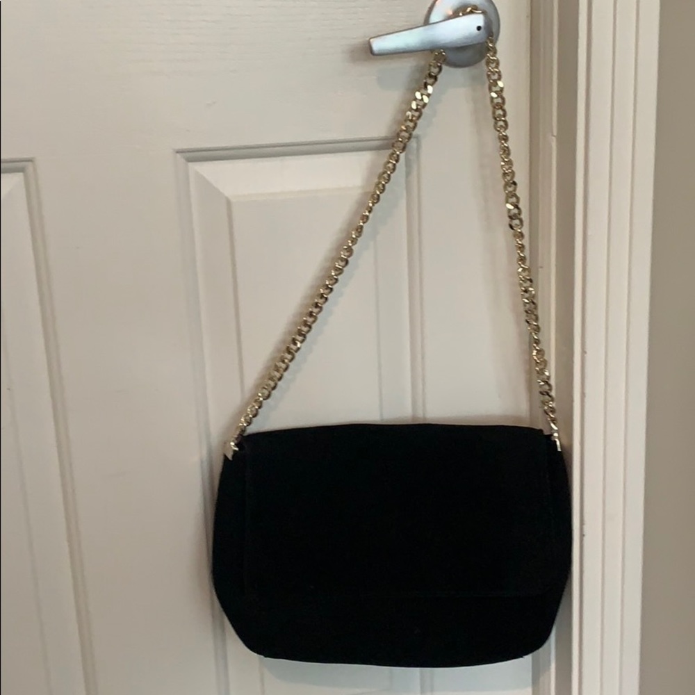 Black Suede purse with chain handle
